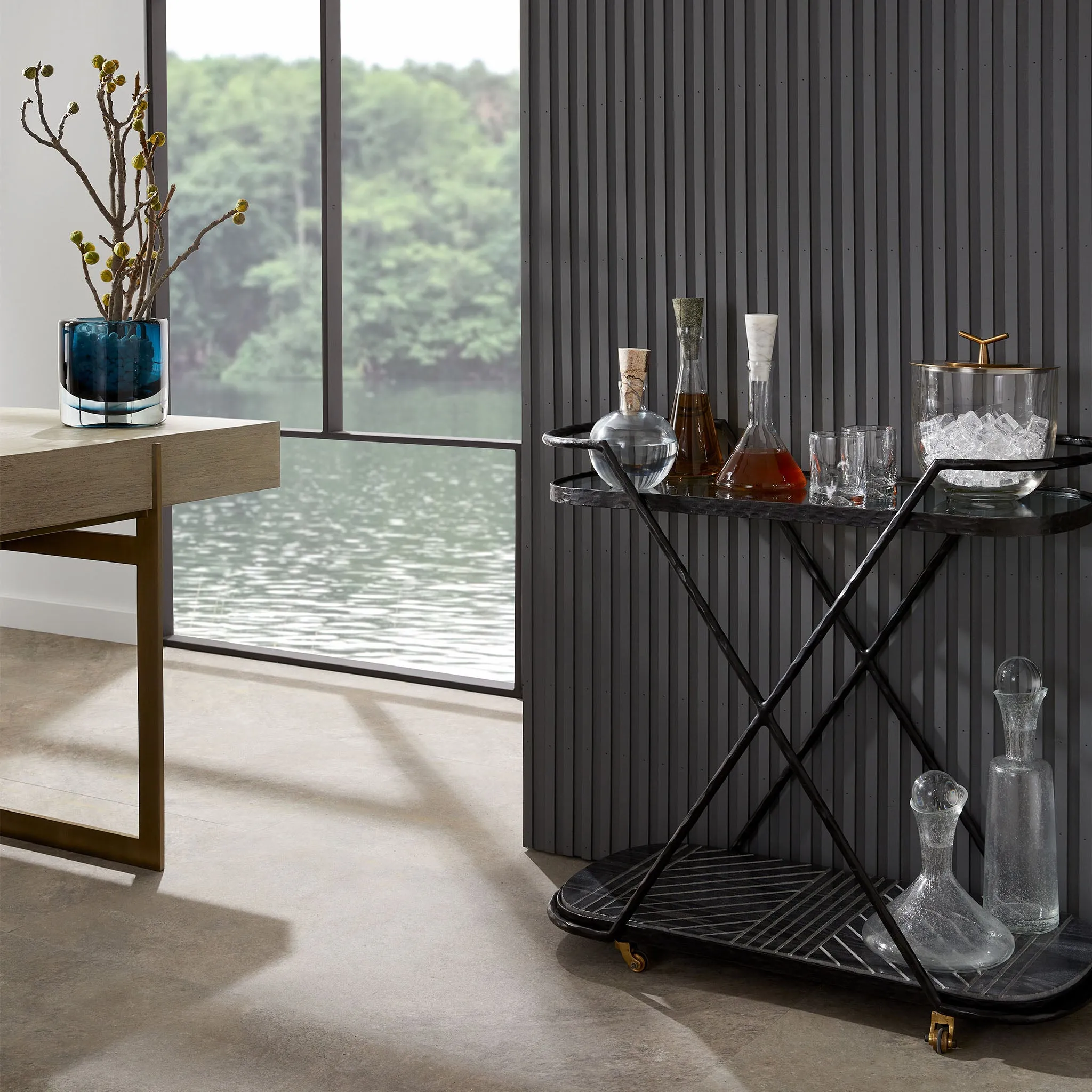 Blackened Iron Bar Cart