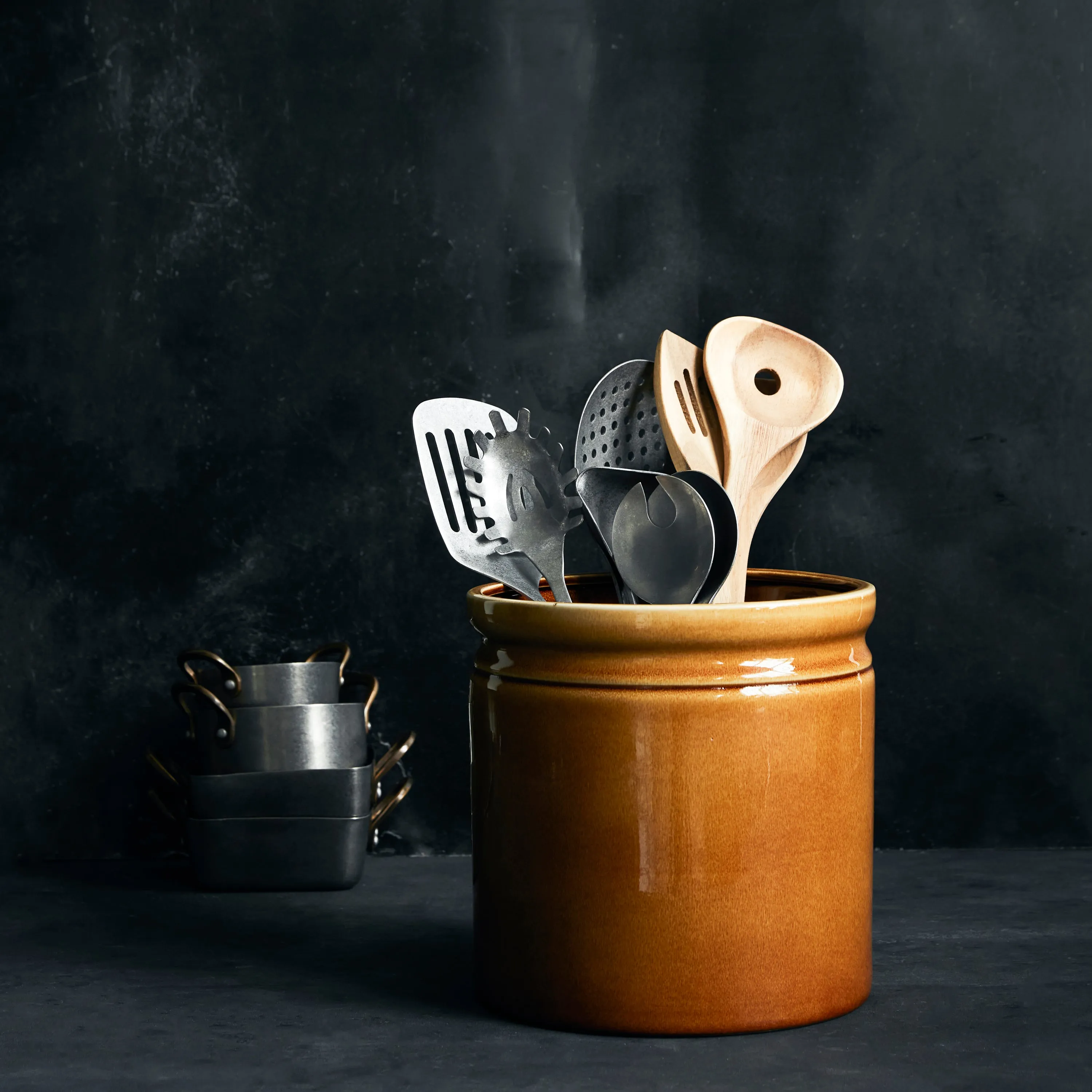Ceramic Mocha Utensil Crock