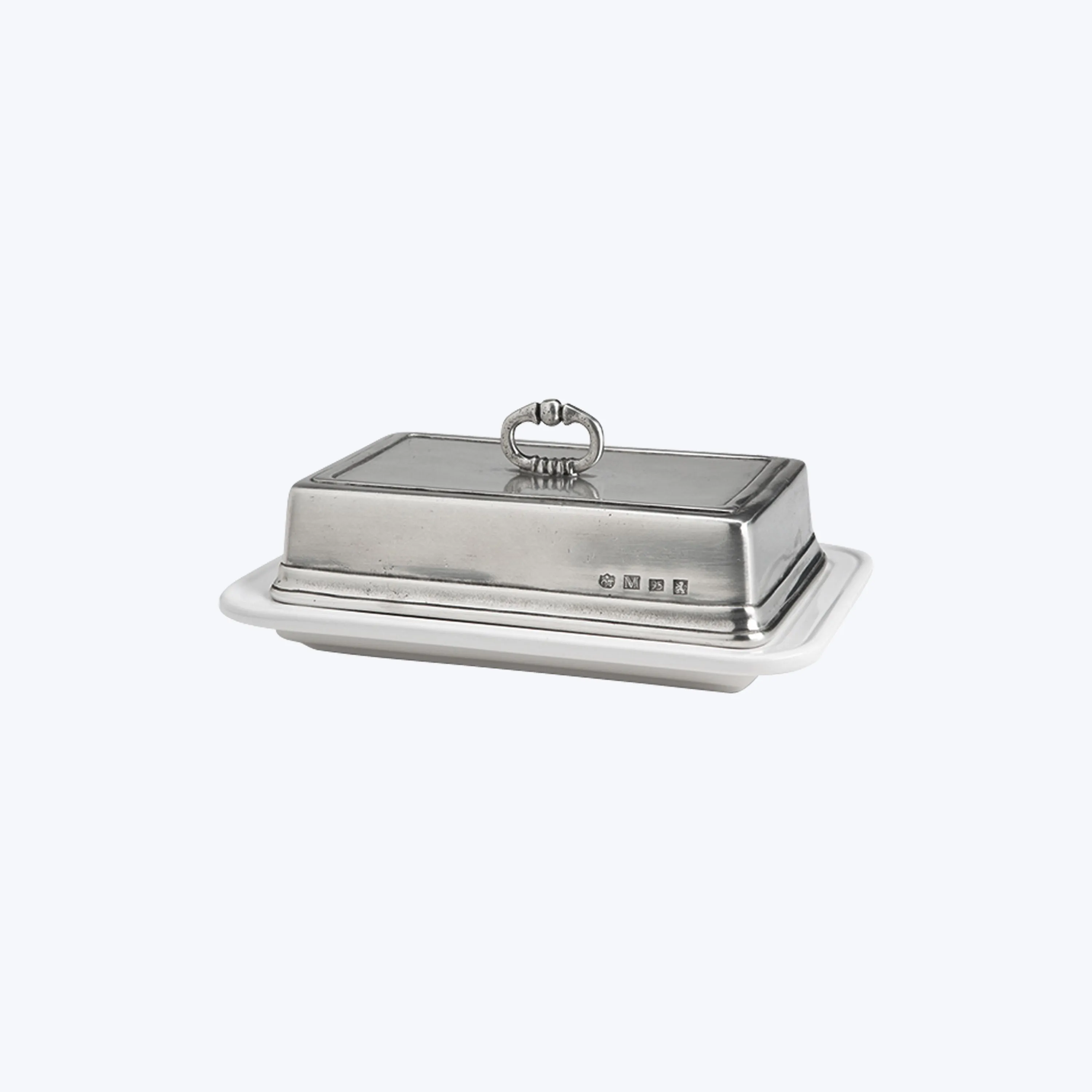 Convivio Double Butter Dish with Cover, White