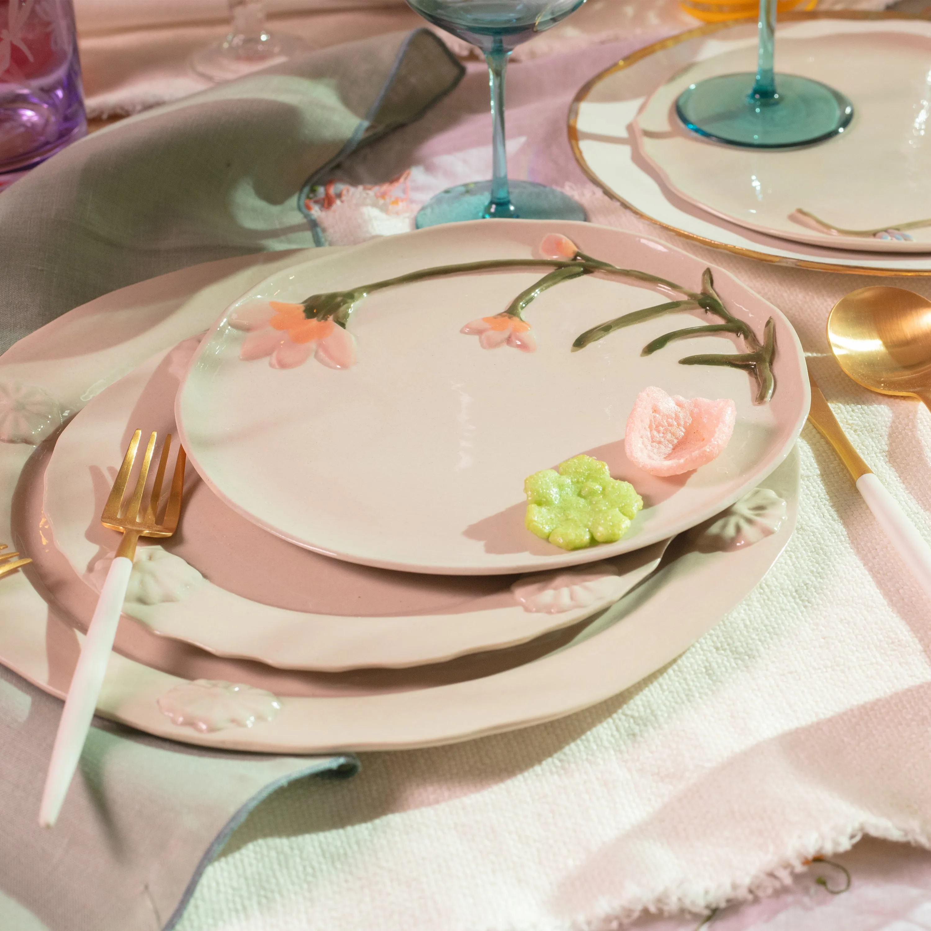 Flowery Dessert Plate, Rose