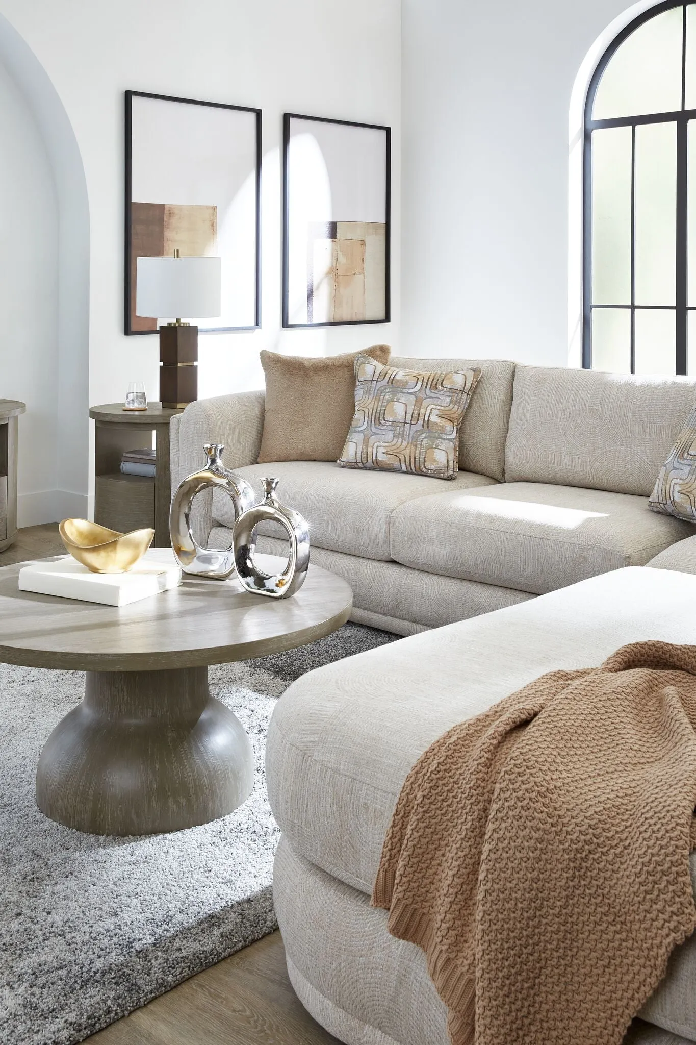 Fresh Perspective Knit Ivory Throw -Light Brown