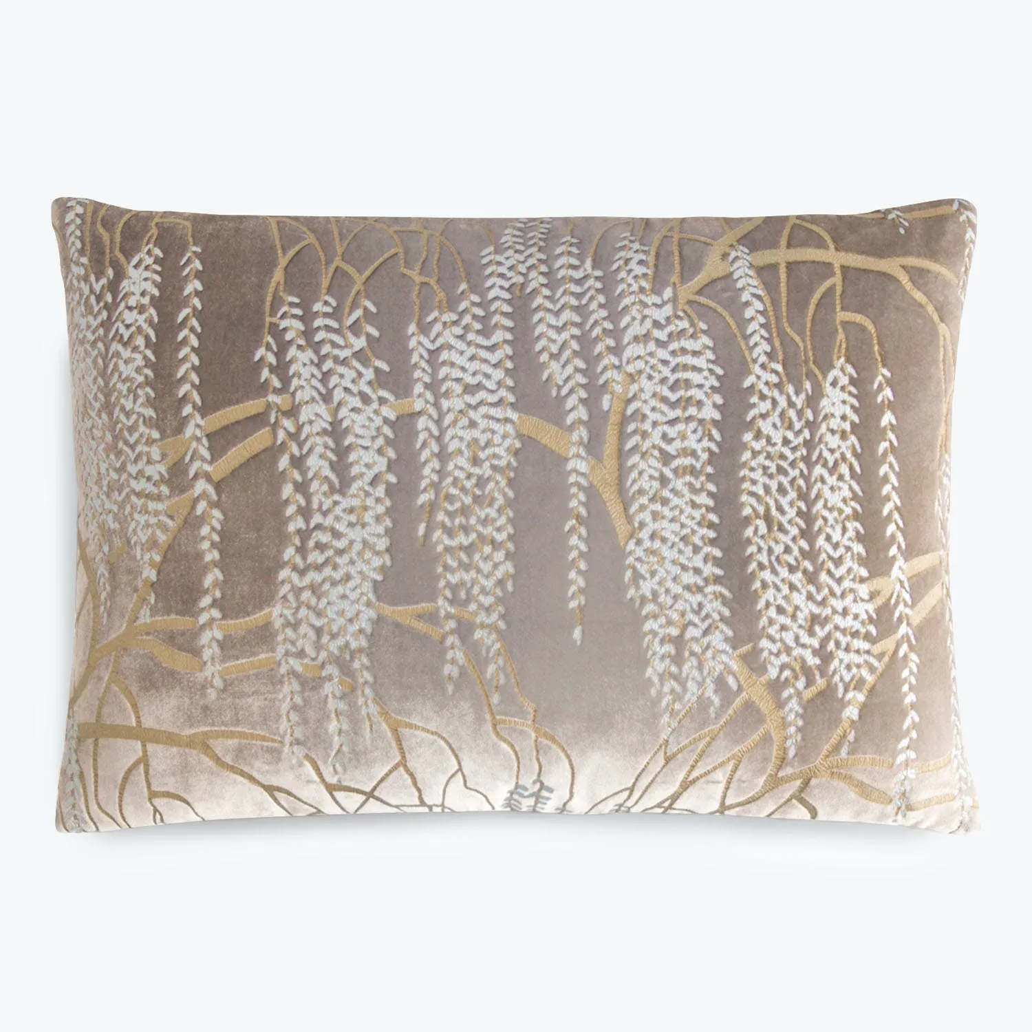 Metallic Willow Velvet Lumbar Pillow, Coyote
