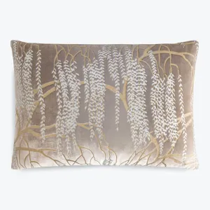 Metallic Willow Velvet Lumbar Pillow, Coyote