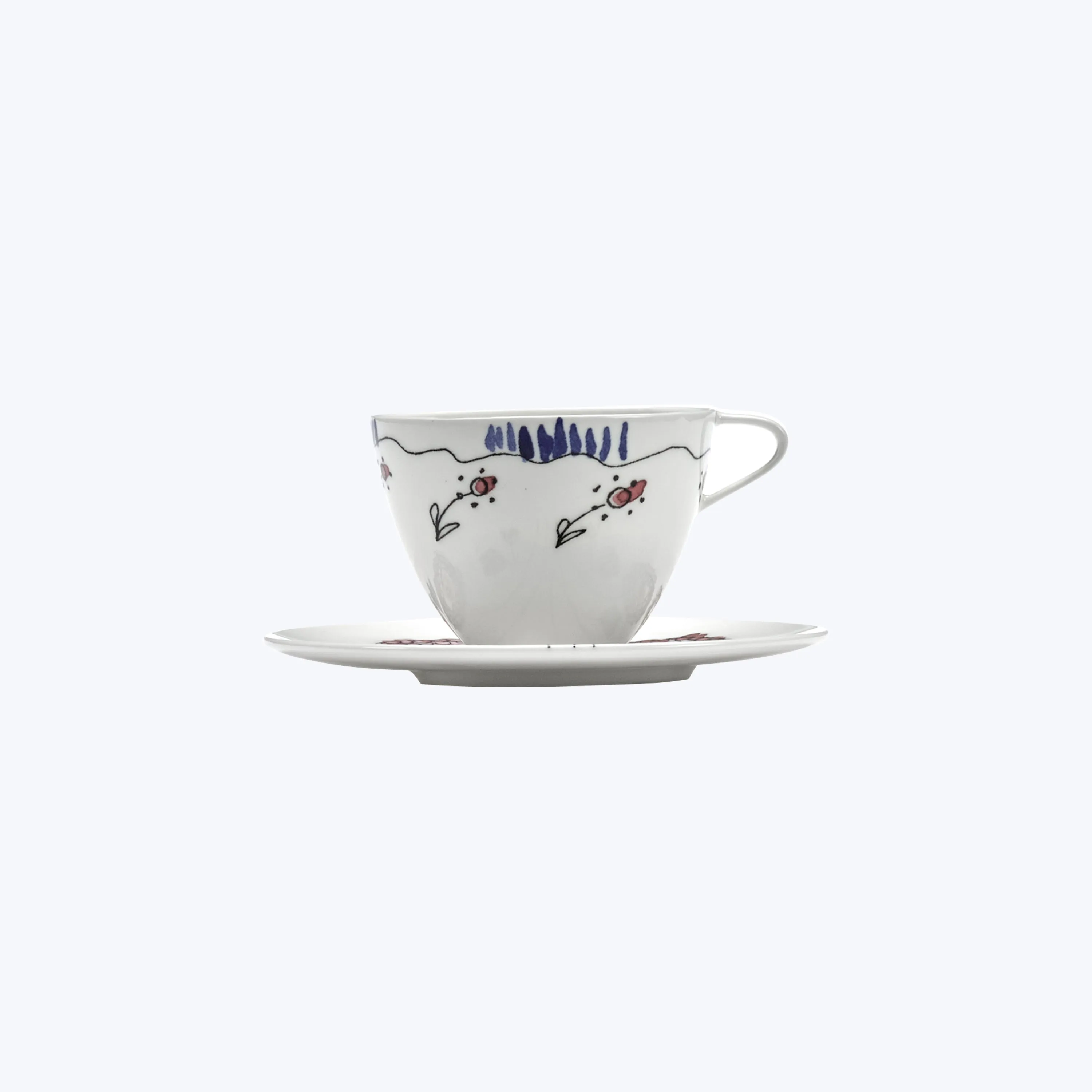 Midnight Flowers Coffee Cup   Saucer
