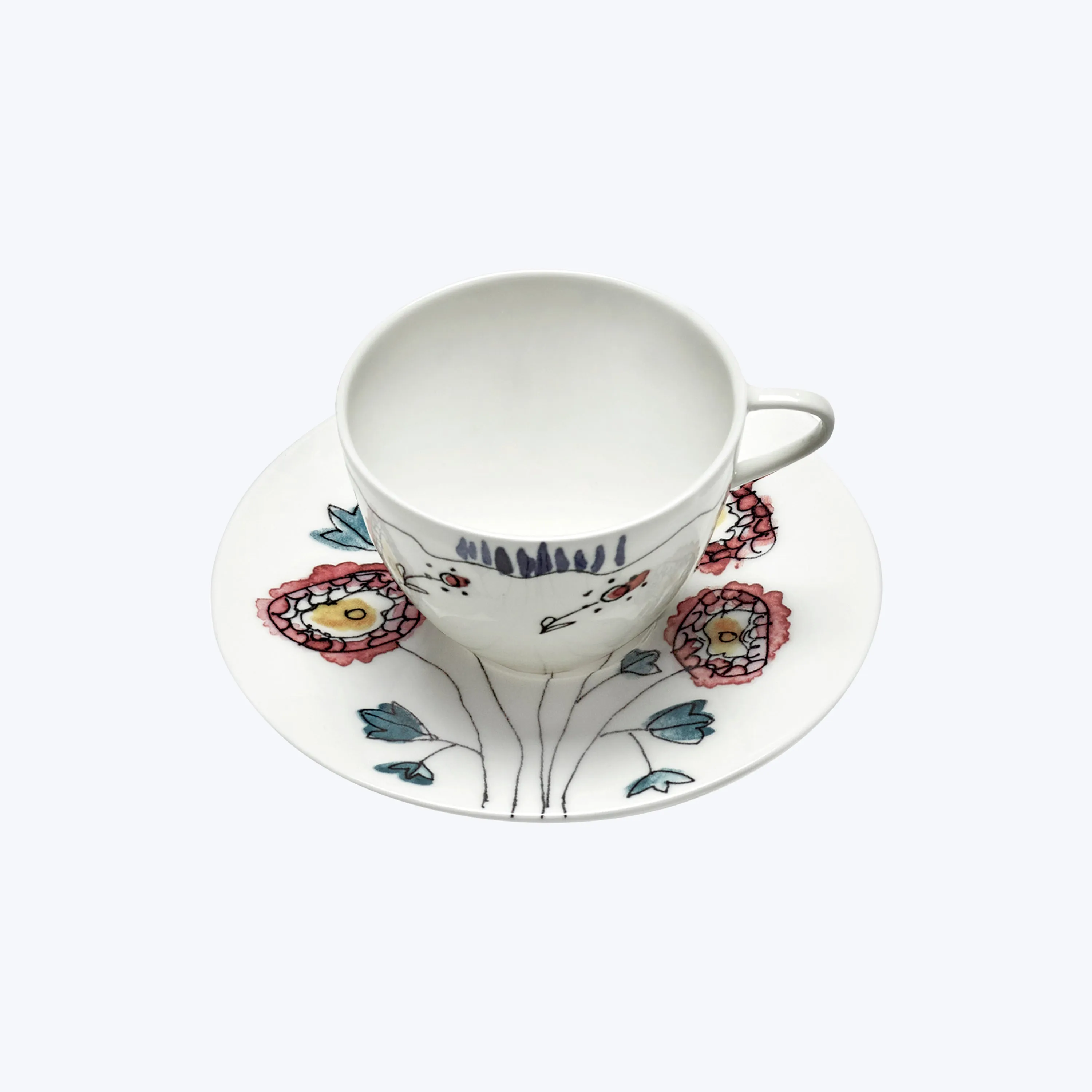 Midnight Flowers Coffee Cup   Saucer