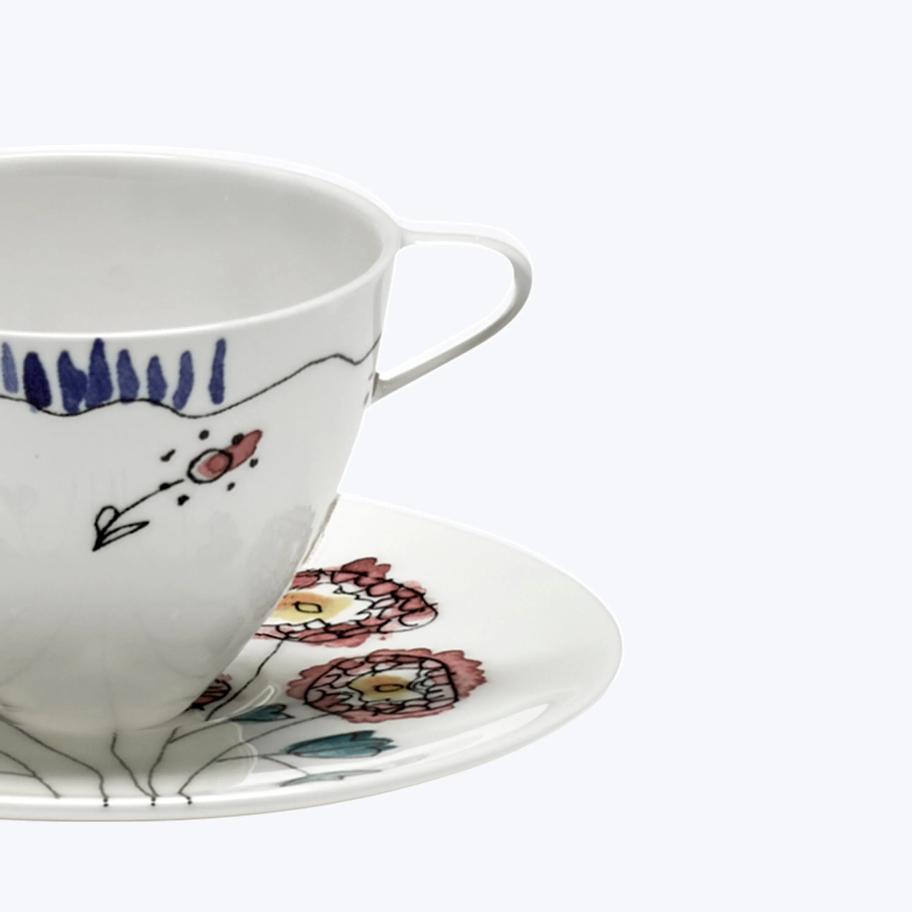 Midnight Flowers Coffee Cup   Saucer