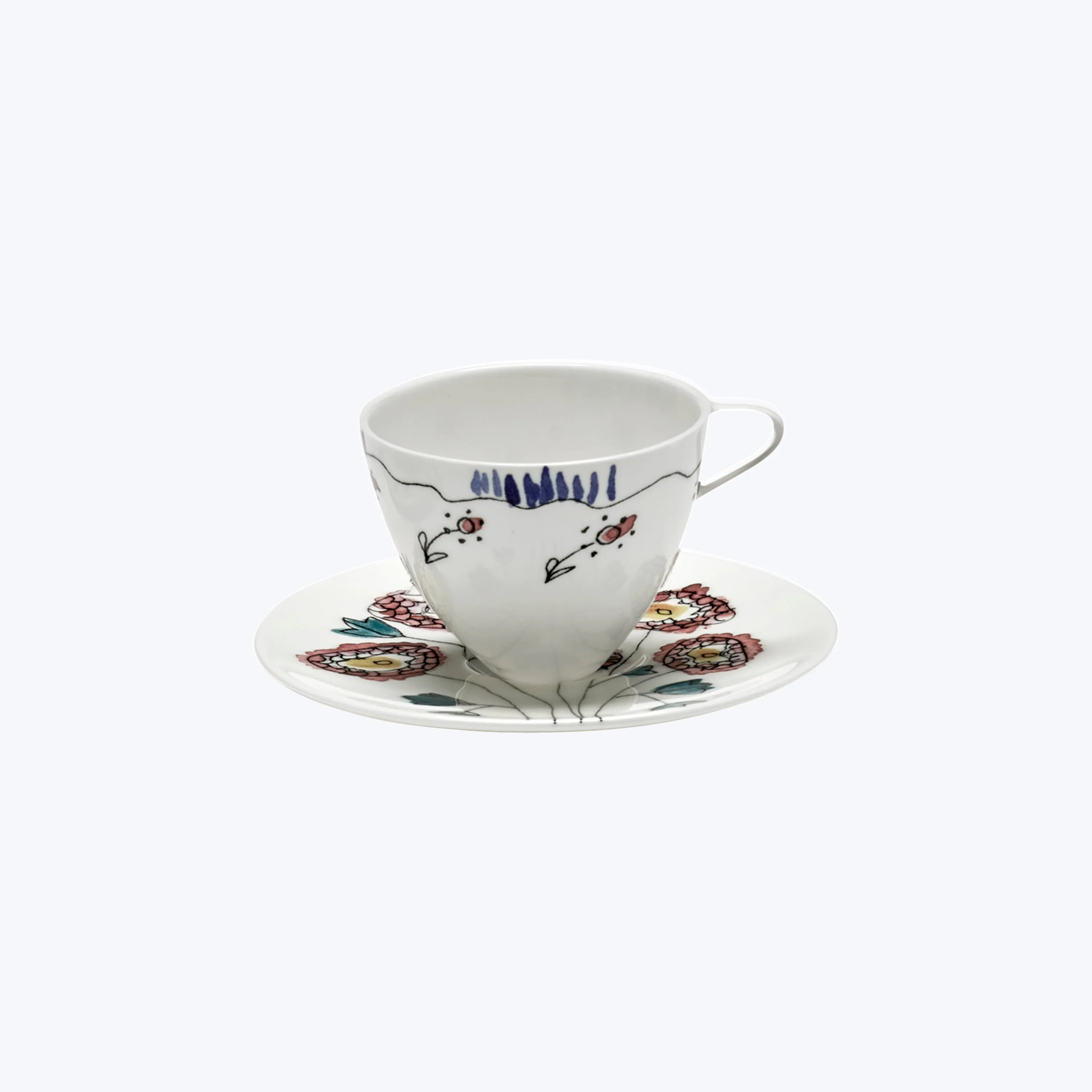 Midnight Flowers Coffee Cup   Saucer