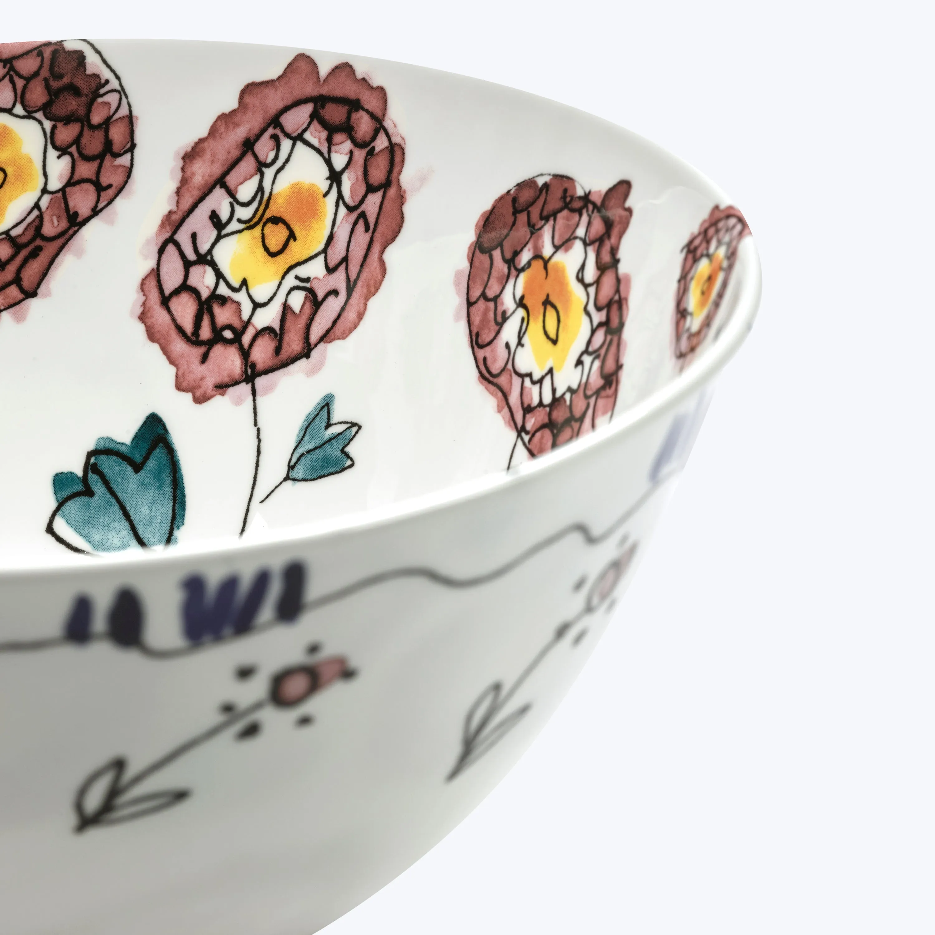 Midnight Flowers Small Serving Bowl