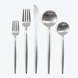 Moon 5-Piece Flatware Set Brushed Stainless Steel