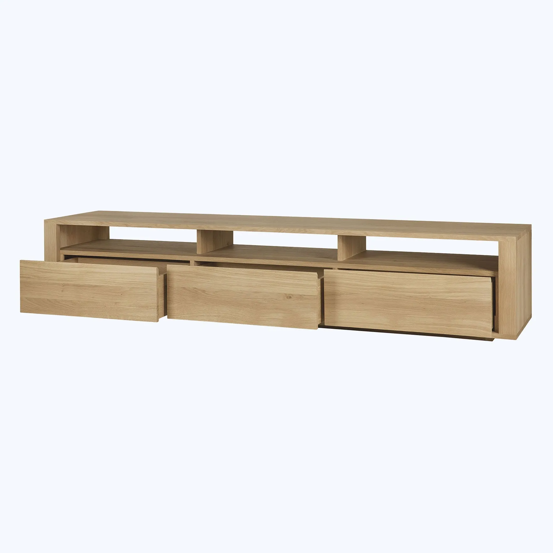Oak Shadow 3-Door Media Cabinet