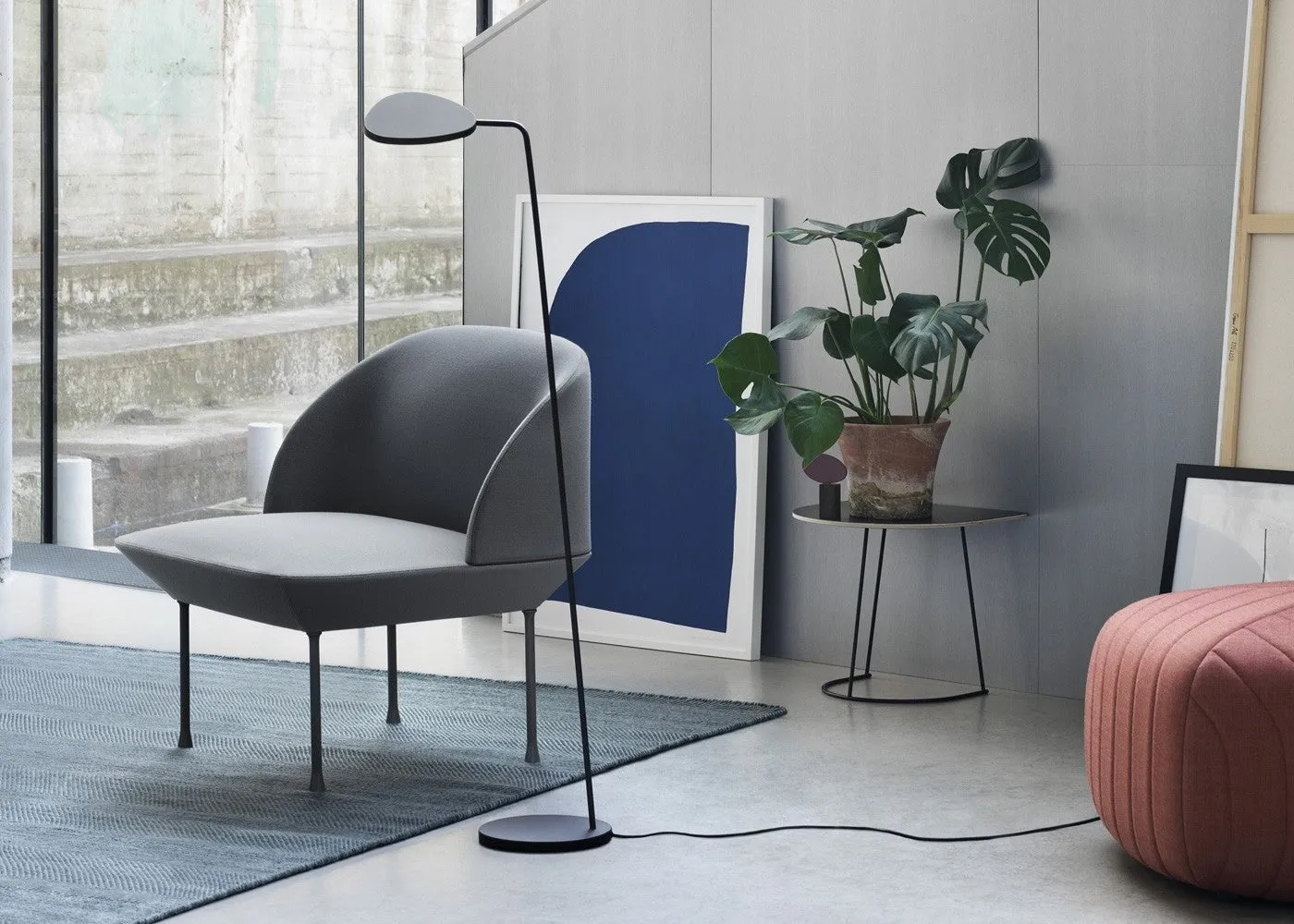 Oslo Lounge chair, light grey Fiord 551