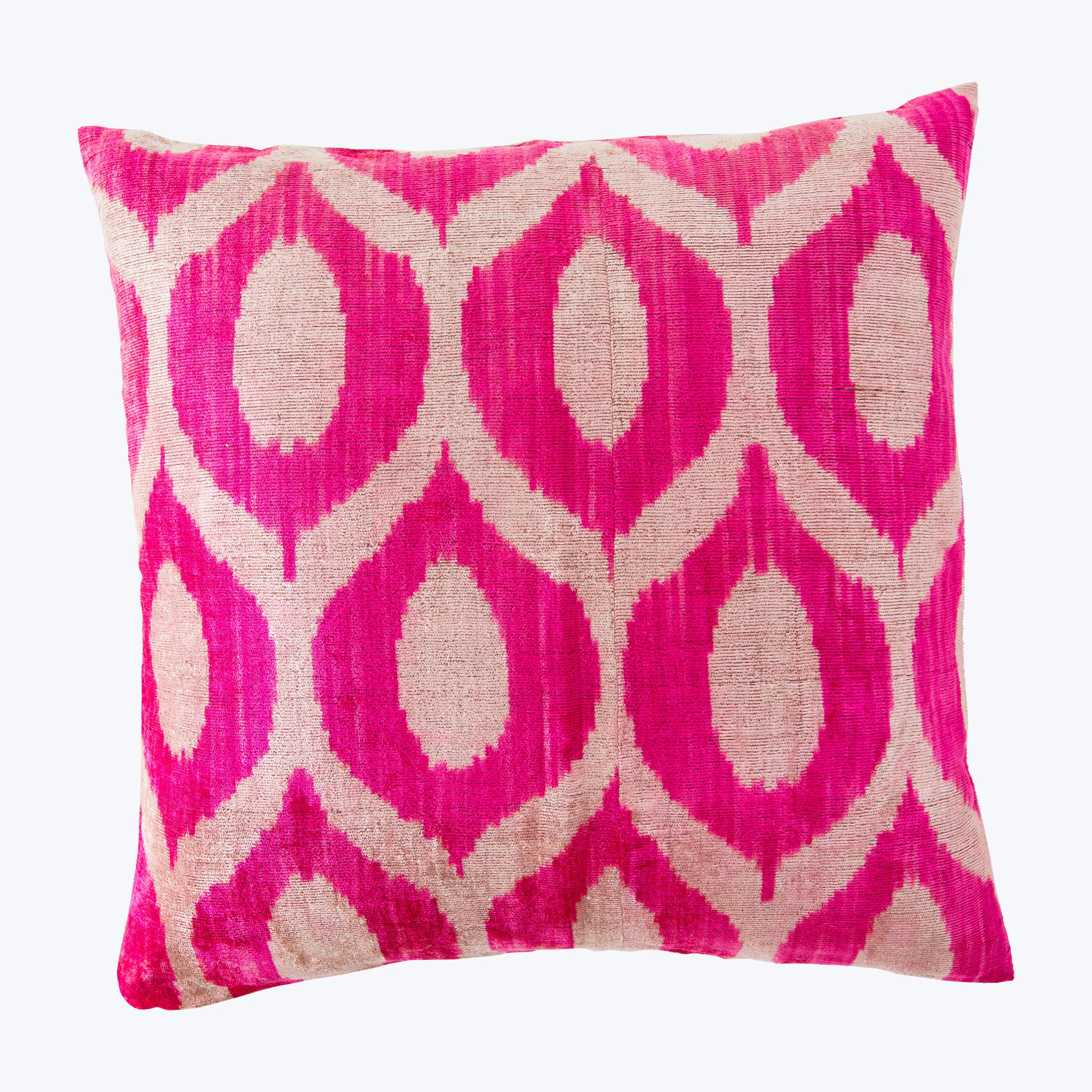 Pink Velvet Ikat Vintage Cotton Pillow