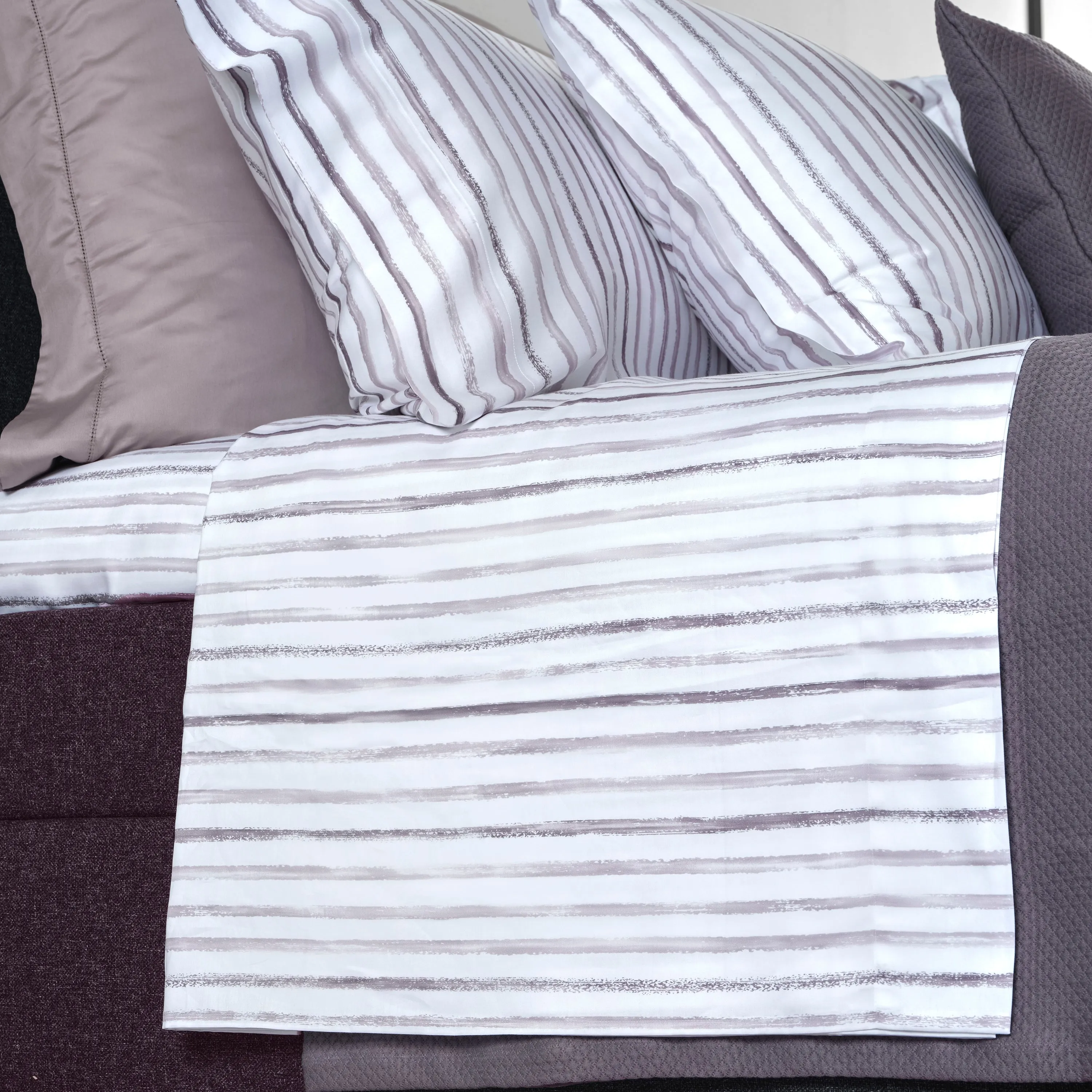 Rigato Duvets & Shams, Thistle