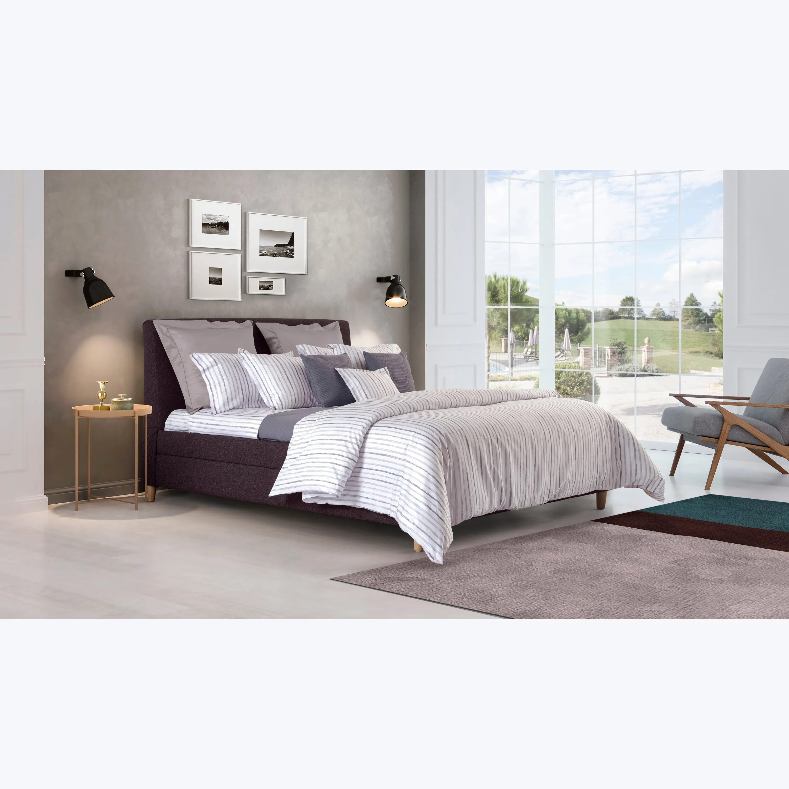 Rigato Duvets & Shams, Thistle