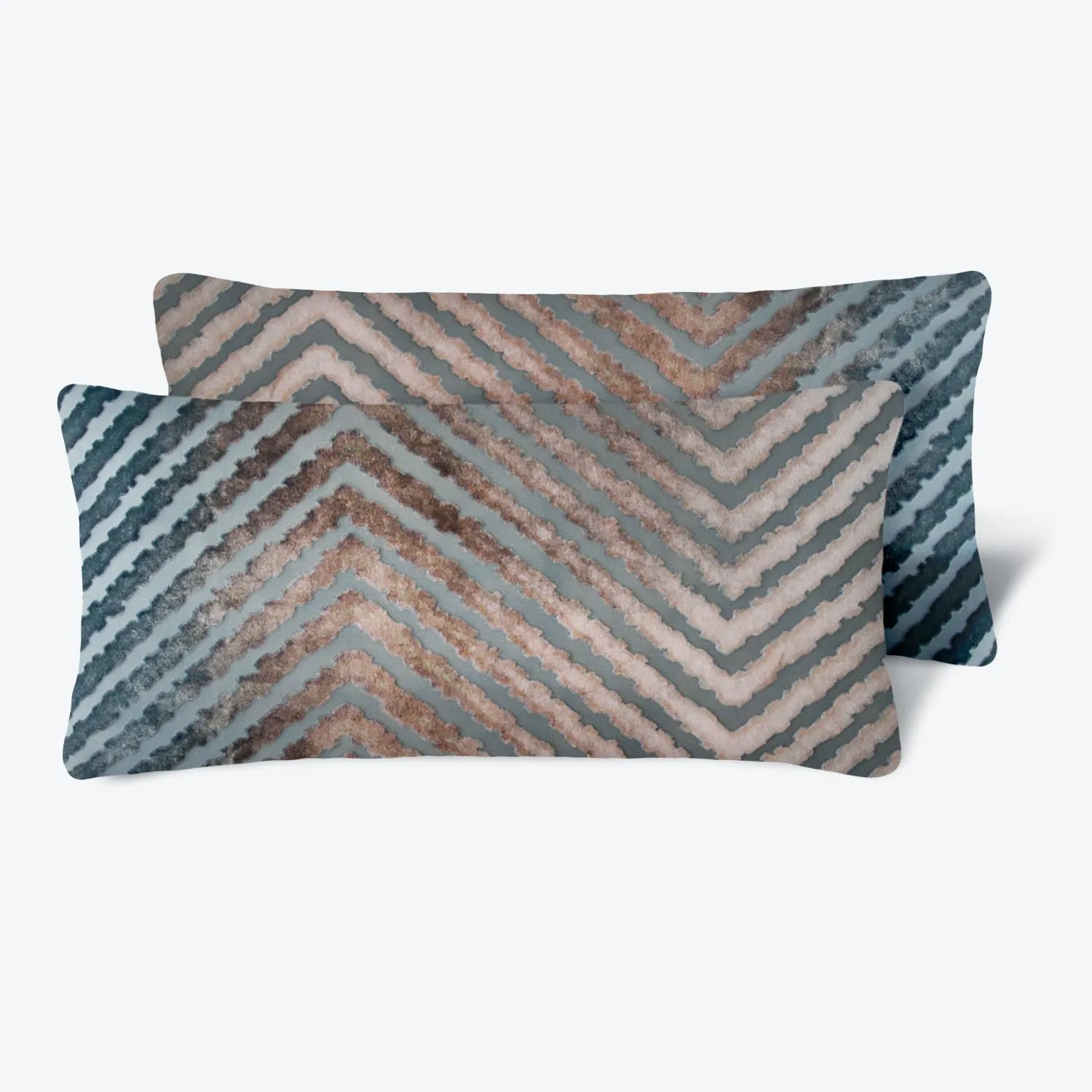 Set of 2 Mini Chevron Velvet Pillow, Gunmetal