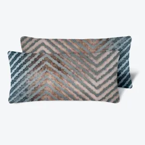 Set of 2 Mini Chevron Velvet Pillow, Gunmetal