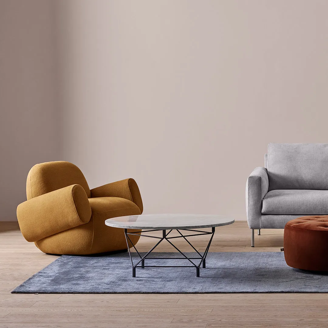 Spider Corner Coffee Table w/ Square Base - Round Top