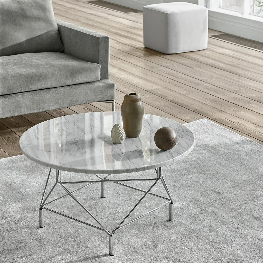 Spider Corner Coffee Table w/ Square Base - Round Top