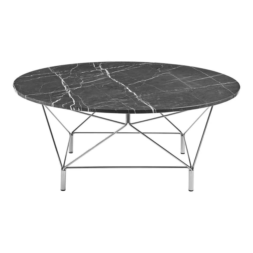 Spider Corner Coffee Table w/ Square Base - Round Top