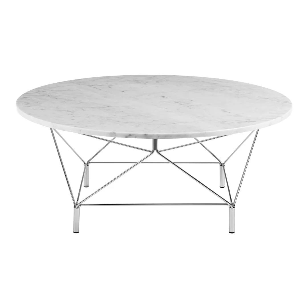 Spider Corner Coffee Table w/ Square Base - Round Top