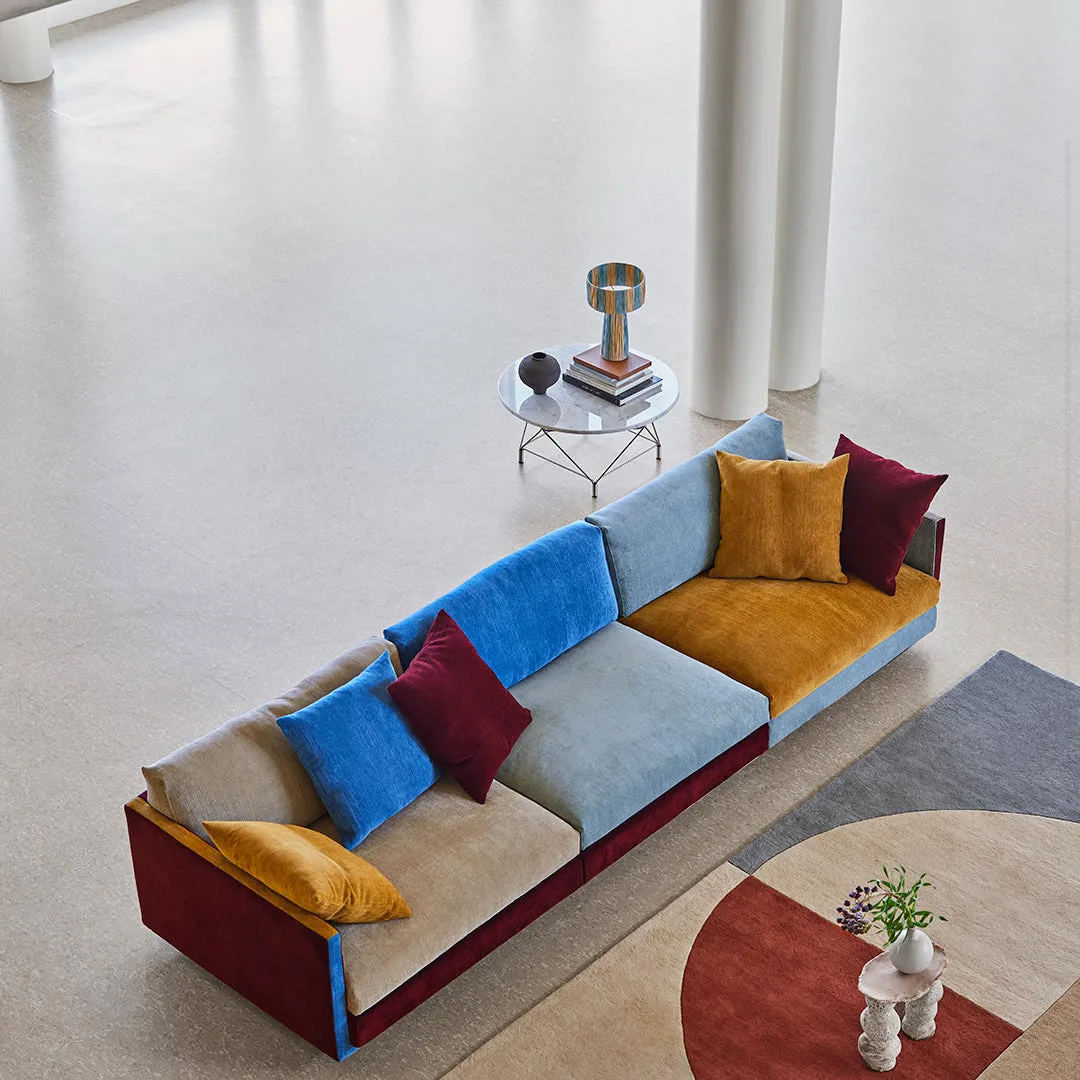 Spider Corner Coffee Table w/ Square Base - Round Top