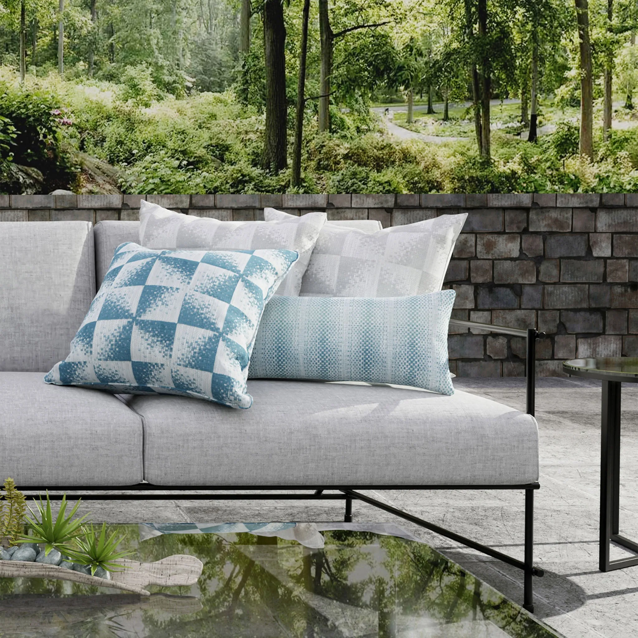 Staccato Indoor/Outdoor Performance Pillow, Harbor