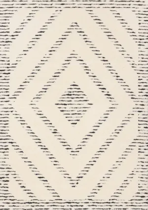 Talia 5'3" x 7'7" Striped Diamond Design Area Rug - Cream, Black