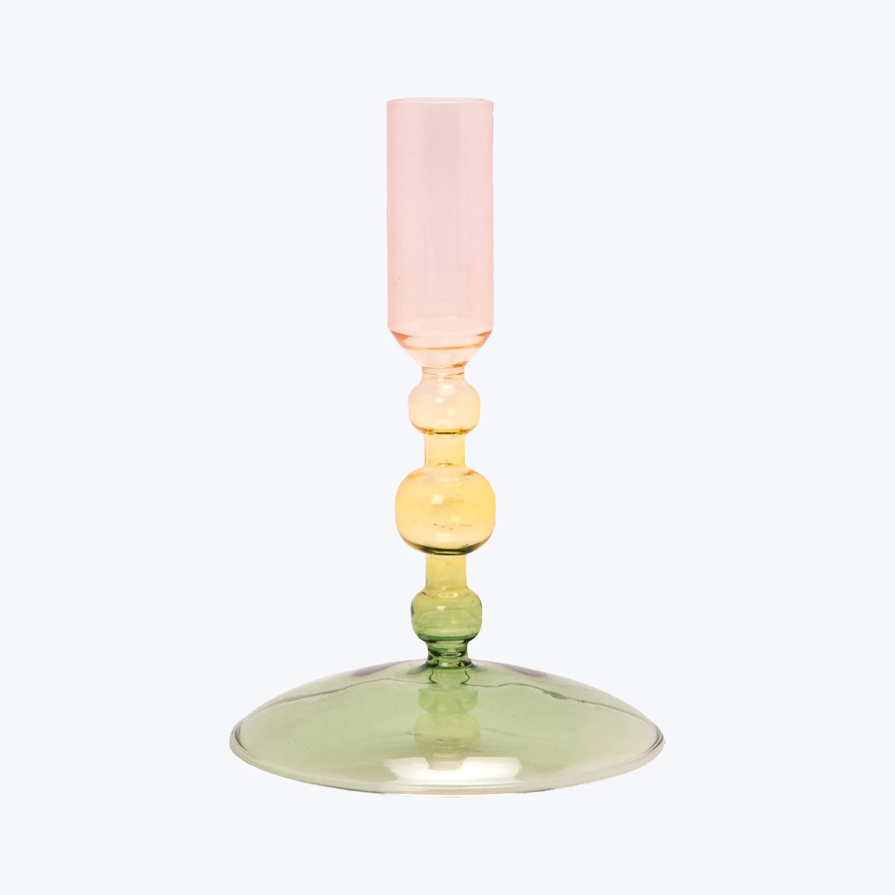 Three-Tone Ombre Ornamental Glass Candlestick