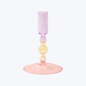 Three-Tone Ombre Ornamental Glass Candlestick