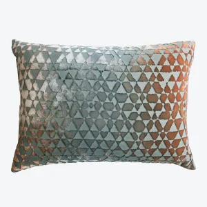 Triangles Velvet Pillow, Gunmetal
