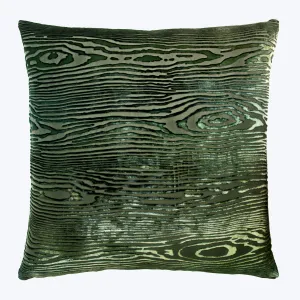 Woodgrain Velvet Pillow, Evergreen