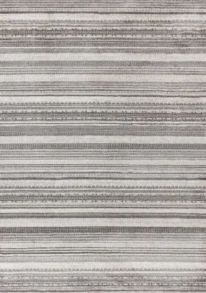 Zola 5'3" x 7'7" Patterned Rows Area Rug - Grey, White, Black