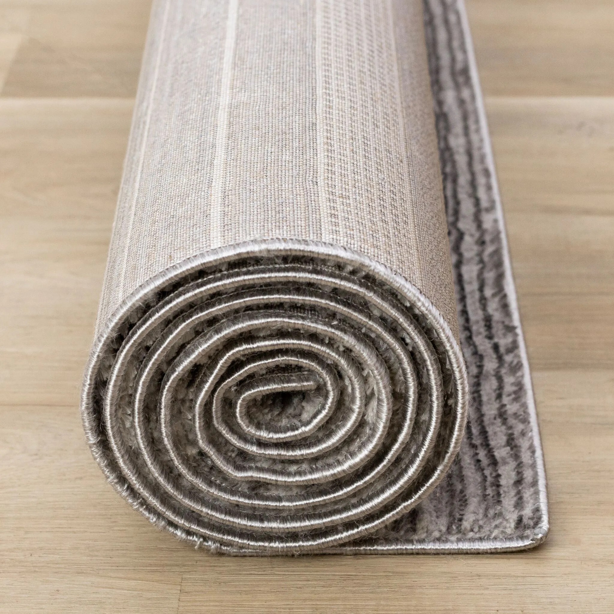 Zola 5'3" x 7'7" Patterned Rows Area Rug - Grey, White, Black