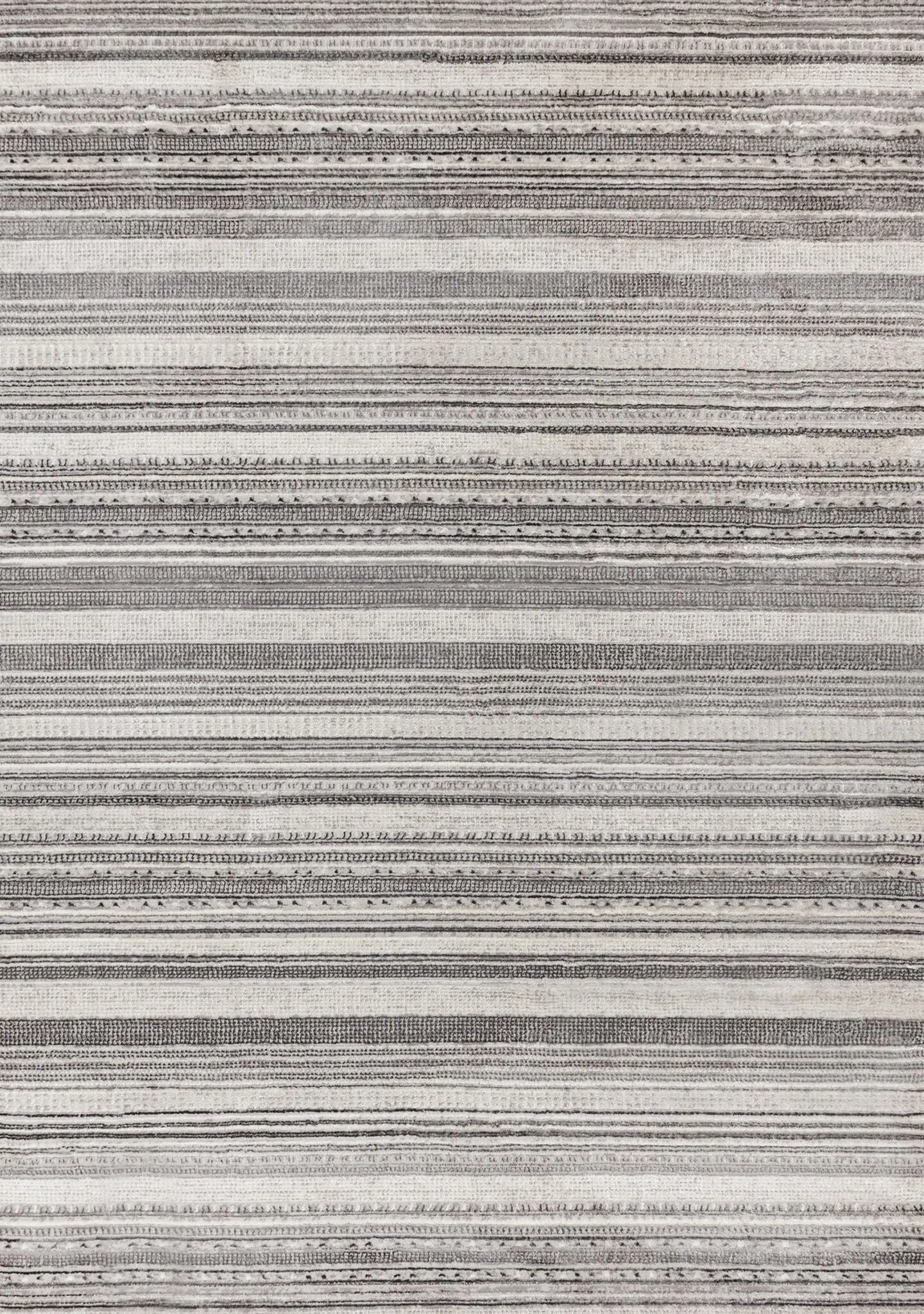 Zola 6'7" x 9'6" Patterned Rows Area Rug - Grey, White, Black